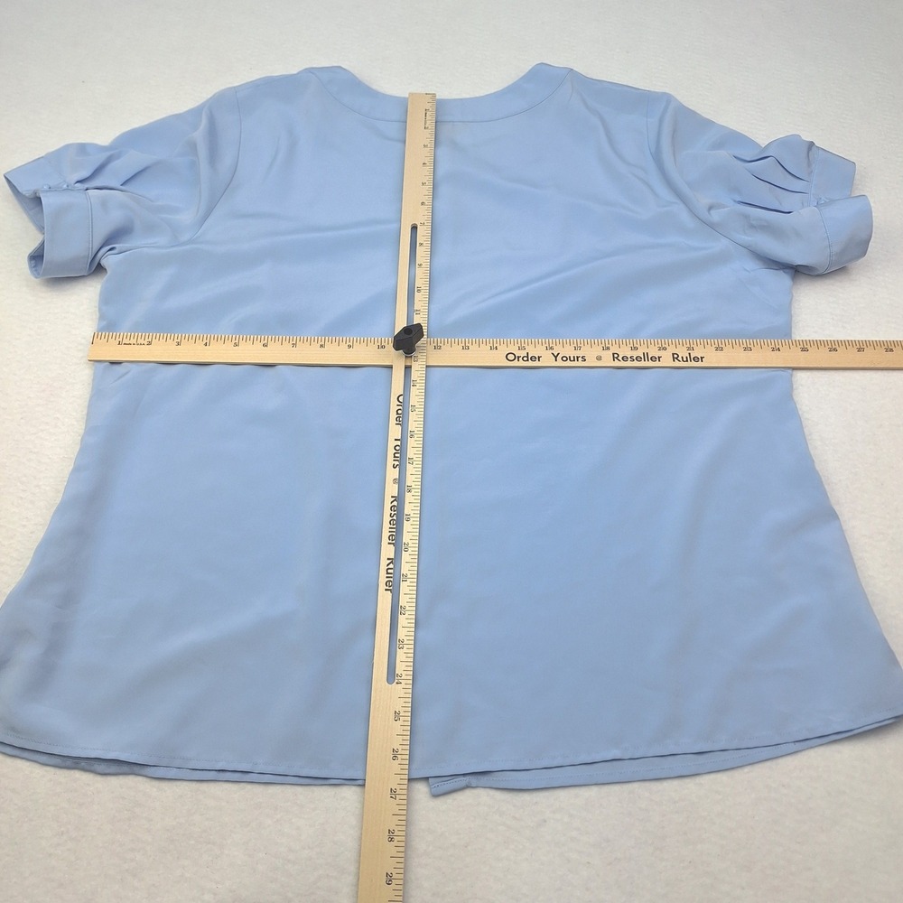 Lands End Blouse Womens 20W Blue Short Sleeve Career Top Classic Office - Picture 5 of 7